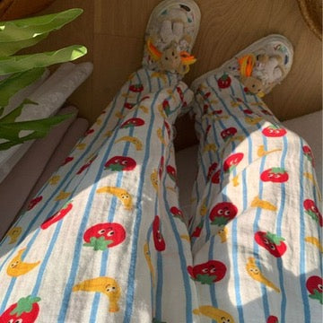 SUMMER 'Tomatos and Bananas' 100% Cotton Gauze